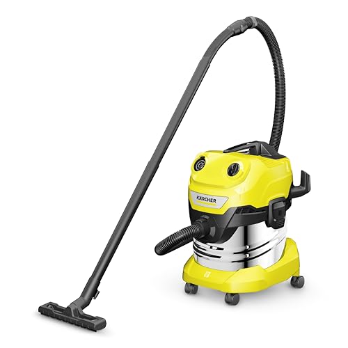 Kärcher Aspirateur Eau et Poussières WD 4 S V-20/5/22, Puissance : 1000W, Cuve en Inox : 20L, Flexible d'Aspiration : 2,2m, Soufflerie, Filtre Plissé Plat, Suceurs Sol & Fentes, Sachet Filtre Ouate