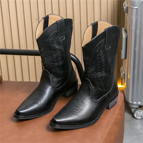 Lmtossey Heren Klassieke Antislip Mid Kalf Western Laarzen Cowboy Laarzen Handgemaakte Lederen Schoenen Mannen Punk Stijl Rijlaarzen - Afbeelding 7