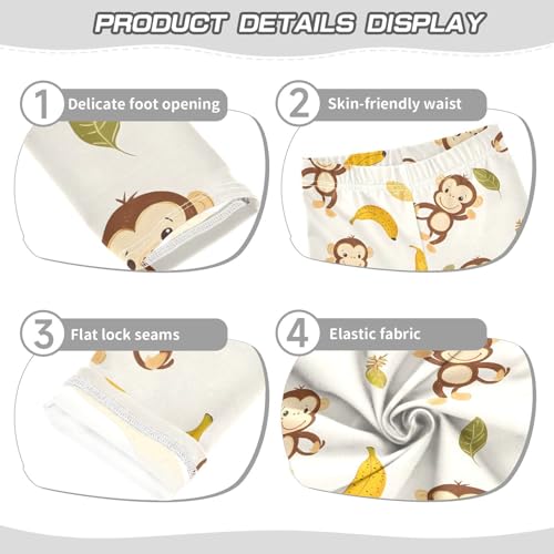 Monkey Banana and Leaf Girls Leggings Ultra Soft Compression Yoga Gym Pants for Kids 4-10T3