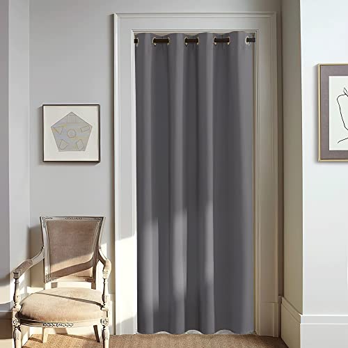 NICETOWN Blackout Doorway Curtain 80 inch Length - Grommet Room Darkening Thermal Insulated Soundproof Window Treatments for Bedroom/Closet (1 Panel,