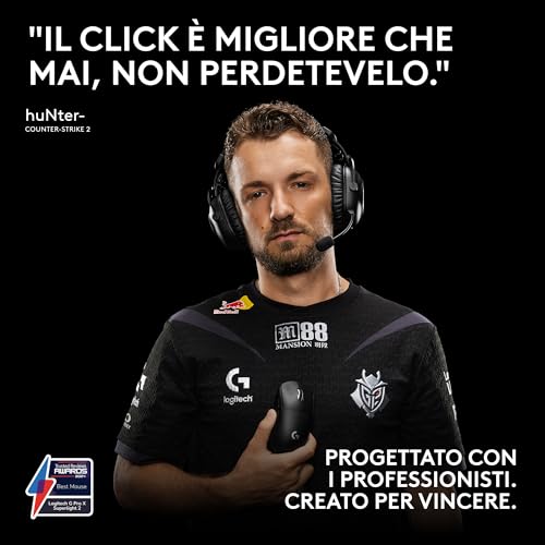 PRO X SUPERLIGHT 2 - mouse gaming wireless, mouse Pro-Grade da 60 g con 5 pulsanti programmabili, sensore 44.000 DPI, velocità di aggiornamento di 8 kHz, ricarica USB-C per PC/Mac - Bianco - Mouse gaming - Immagine 6
