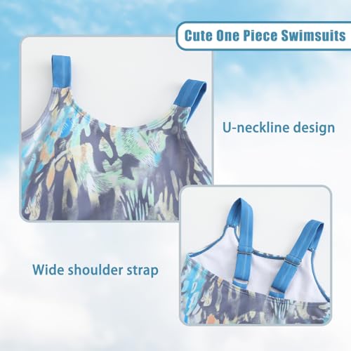 Image of Girls One Piece Swimsuits Tie Dye Bathing Suit for Girls Hawaiian Swimwear 3-16 Years