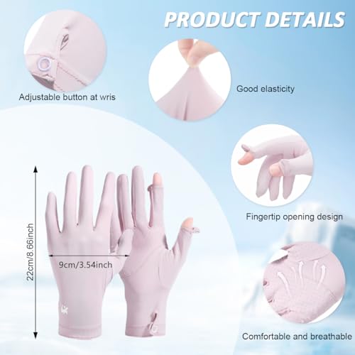 Image of PALAY Sun Protection Gloves for Women - Non-Slip Touch Screen, Breathable Ice Silk Cooling, Summer Outdoor Full Finger With Snap Button Closure for Cycling, Driving, Fishing