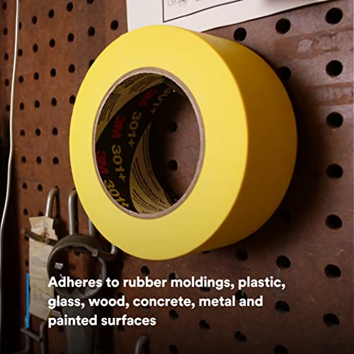 Image of 3M 301+ High Performance Masking Tape, Yellow, 3 in x 60 yds - High Performance Holding and Masking Tape for Automotive, Speciality Vehicle and Industrial Markets, Case of 12