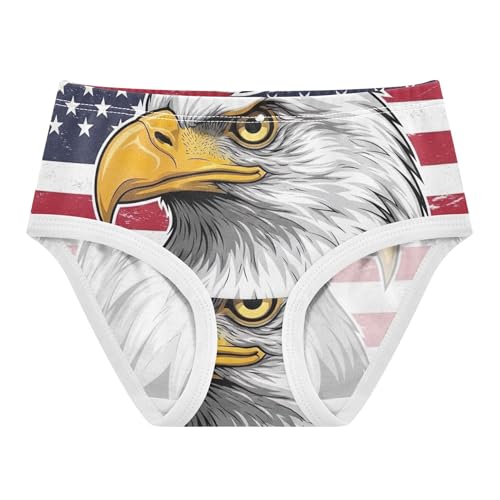 Bald Eagles American Flag Girl Panties Cute Toddlers Underwear Floral Cotton Animals Kids Briefs Undies 2t