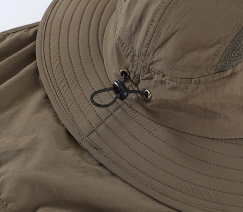 Image of Home Prefer UPF 50+ Mens Wide Brim Fishing Hat with Neck Flap Sun Hat for Men Women Sun Protection Cap