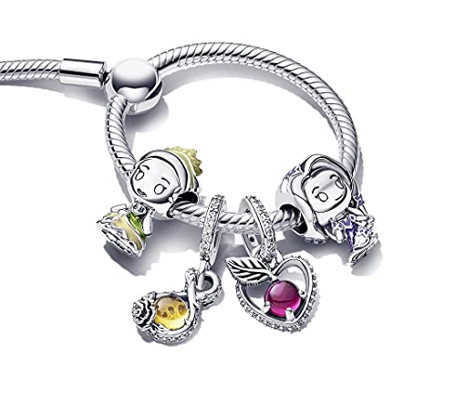 Image of The Golden Apple Dangle Charms 925 Sterling Silver Infinity Rose Flower Pendant with Yellow Cubic Zirconia for Bracelets