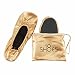 Shoes 18 Women's Foldable Portable Travel Ballet Flat Shoes w/Matching Carrying Case (7/8, Gold sh18-1)
