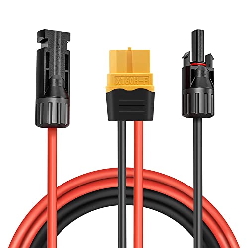 Connecteur Solaire vers Adaptateur XT60, 1.8M câble 12 AWG Connecteur Femelle XT60 Connectez Le Panneau Solaire pour Centrale électrique Portable et générateur Solaire Cover