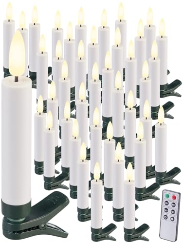 Lunartec Weihnachtskerzen: 40er-Set LED-Weihnachtsbaumkerzen mit...
