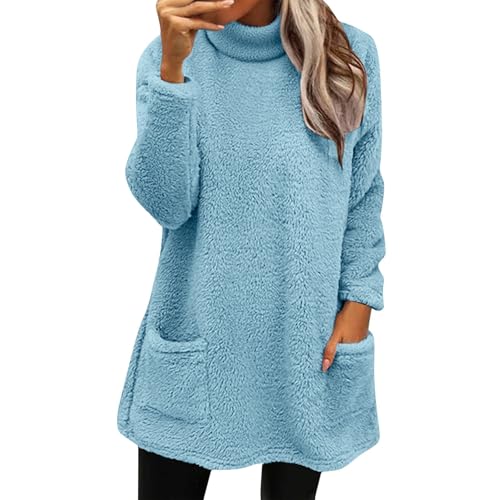 Fleece Sweatshirts for Women Mock Turtleneck Fall Winter Warm Swe...
