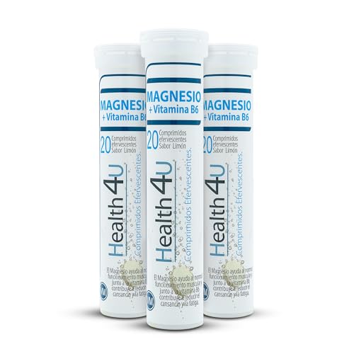H4U Magnesio + Vitamina B6 20 comprimidos efervescentes sabor limón - Suplemento para Reducción Cansancio y Fatiga