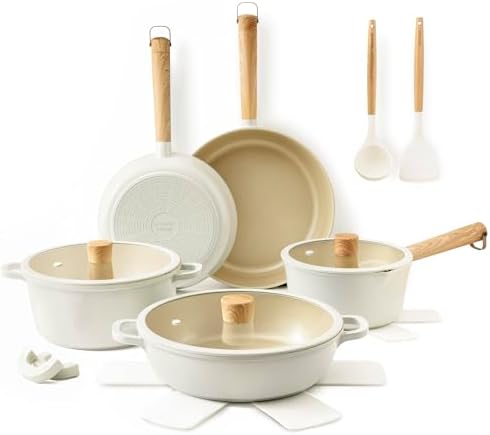 SENSARTE 17Pcs Ceramic Nonstick Cookware Set Non-toxic Healthy Po...