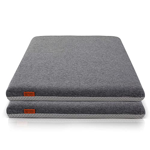 Bequemes Stuhlkissen 2er Set, 40x40 - Modernes Design, Oeko-TEX - Memory Schaumstoff Sitzkissen Outdoor, Indoor - Ideale Polsterung - Stuhlauflage, Sitzpolster für Haus, Garten - DYNMC YOU - Grau Cover