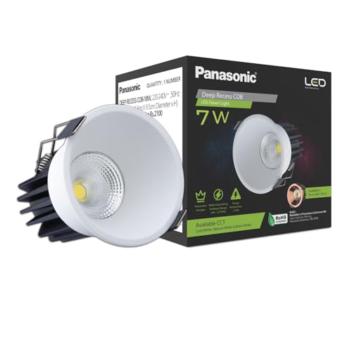 Image of Panasonic 7 Watt Deep Recessed COB Downlight, COB Ceilign Light for Home, 2 Years Warranty, 6500K Cool White