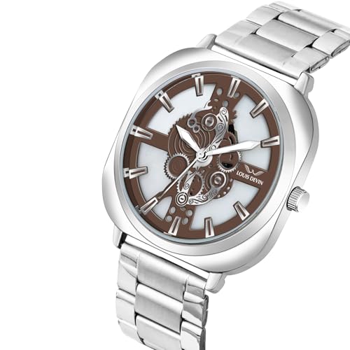 LOUIS DEVIN Stainless Steel Chain Analog Wrist Watch for Men (Brown) - Image 5