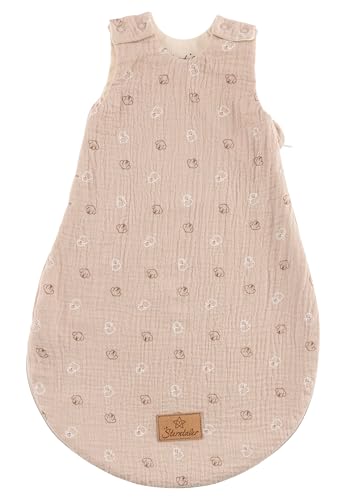 Sterntaler Babyschlafsack 62/68 Bauernhof - Schlafsack aus weichem Musselin gefüttert mit Jersey - mit 2-Wege Reißverschluss & Druckknöpfen an der Schulter, sandfarben