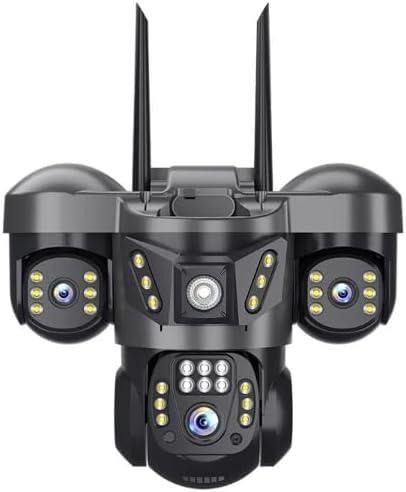 Professional 4K 12MP 3-Lens Outdoor PTZ Camera with V380 Pro App Support: Dual Antennas Wireless WiFi Connectivity, Auto Tracking, HD Real-Time Viewing & Easy Setup (New Triple Lens ptz)
