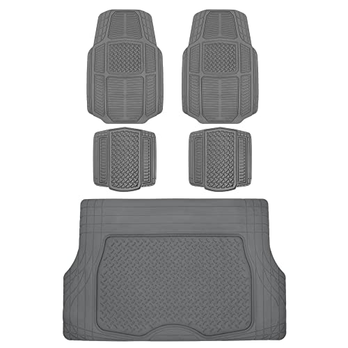 BDK Motor Trend MT-824 Armor-Tech Car Rubber Car Floor Mats with Cargo Trunk Liner for Coupe Sedan SUV Van - Total Protection, Odorless All-Weather Heavy Duty Design