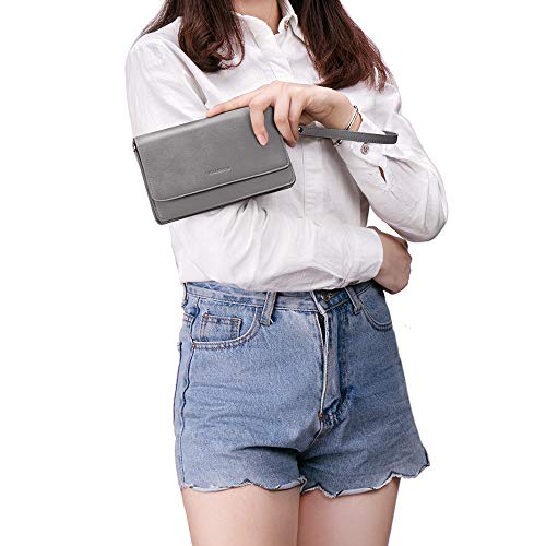Image of nuoku Women Small Crossbody Bag Cellphone Purse Wallet with RFID Card Slots 2 Straps Wristlet