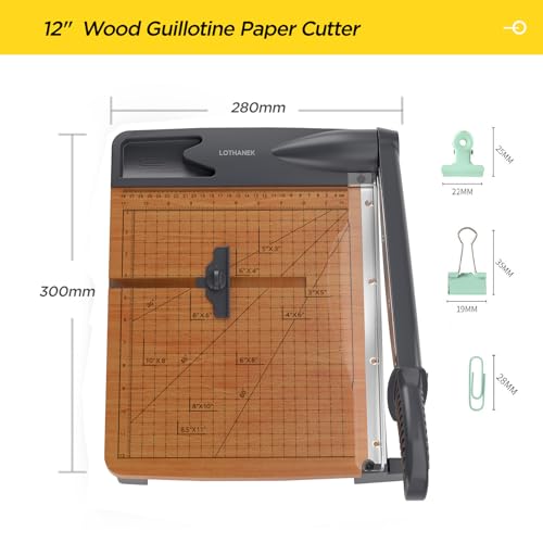 12 Inch Wood Guillotine Paper Cutter, Heavy Duty Paper Trimmer with 32 Sheets Capacity Paper Cutting Board for Classroom, Crafting, Cardstock, Art Projects image 6