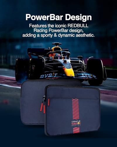 Image of REDBULL Racing 14-Inch Laptop Sleeve Case Official Licensed by CG Mobile - Premium Nylon with Powerbar Design, Stylish Protective Laptop /MacBook Bag for Men & Women - Navy