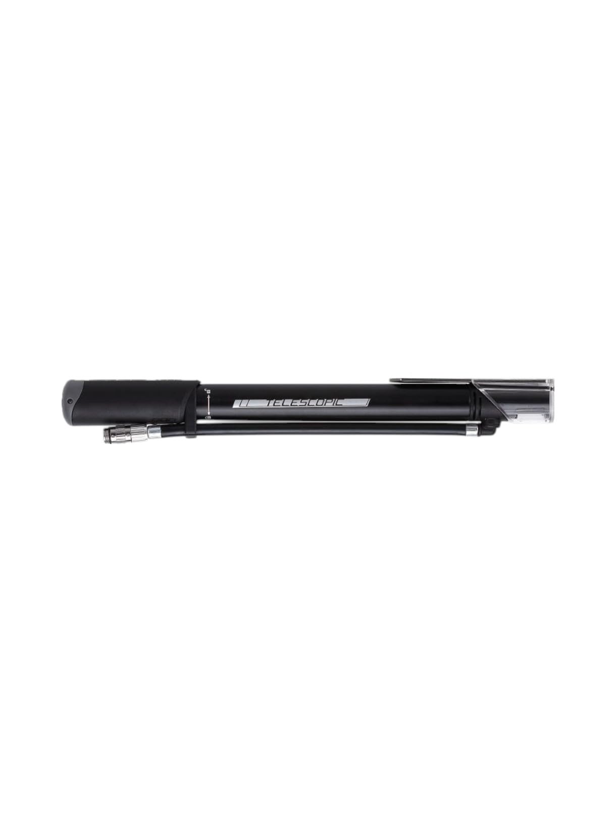 BBB Cycling Pompe Mini Traveller avec Manomètre | Combinaison de Pompe à Pied pour Pneus avec Valves Presta, Schrader et Dunlop | Pression : 115 PSI / 8 Bar | BMP-53, Noir