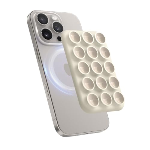 elago Magnetic Suction Cup Phone Mount Compatible with MagSafe Case, Removable Silicone Sticky Grip Holder for iPhone, Hands-Free Selfies/Video for TikTok&Instagram Influencer/Creator (Stone)