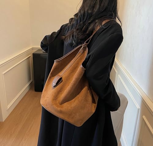 Trendy Suede Slouchy Tote for Women Casual Underarm Bags Crescent Bag Suede Handbag Shoulder Hobo Bags Work Purses 20253