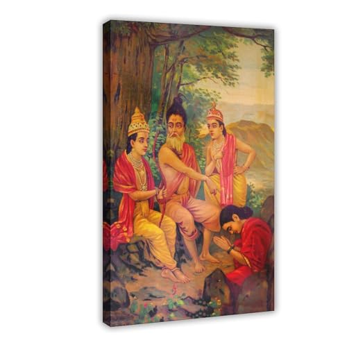 Impression sur toile premium Release Of Ahalya par Raja Ravi Varma, art mural de salon