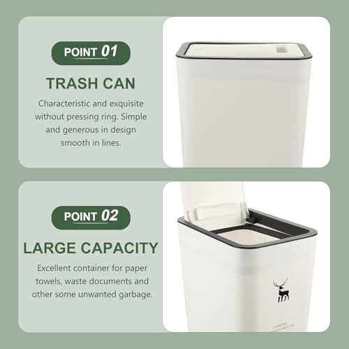 Valiclud caneca de basura blanca con tapa 10L estilo nórdico miniatura 5