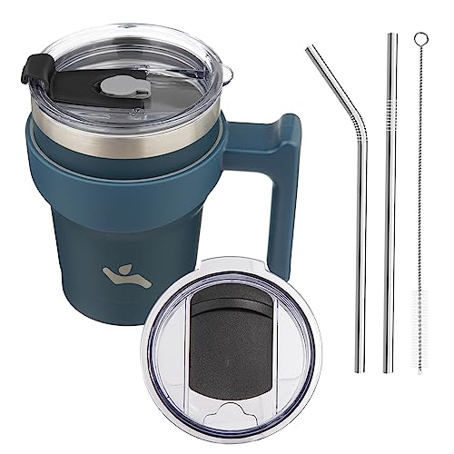 Image of Konokyo 10 oz Tumbler with Handle and Straw, Insulated Travel Mug