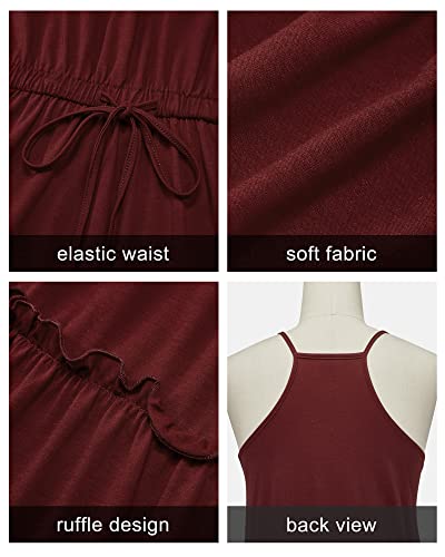Image of Newshows Women's Summer Casual Dress Cute A Line Ruffle Hem Flattering Fit Beach Vacation Sundress