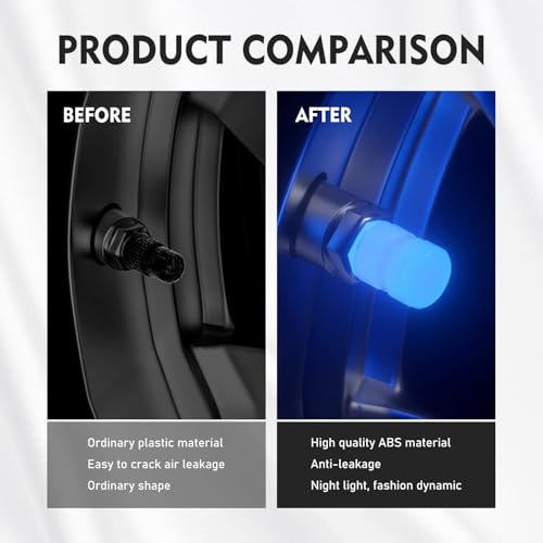 Downhill 8 PCS Glow in The Dark Tire Valve Caps,Tire Valve Cap, Universal Fluorescent Tire Valve Caps, for Cars Motorcycles SUV Trucks Bikes Accessories (Blue) - Thumbnail 4
