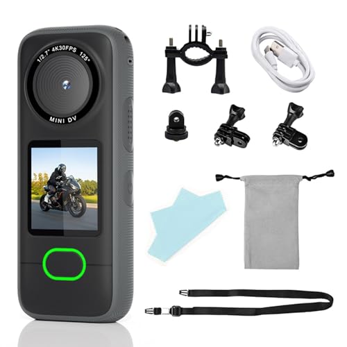 Jectse ポータブルスポーツカメラ4K、64MPタッチスクリーン、サイクリングアクセサリー付きWiFi防水レコーダー、屋外VLOG用のIPX6、リアルタイム画像ダウンロード