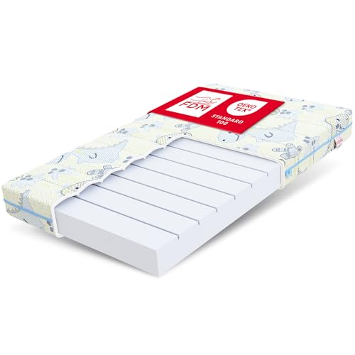 FDM Melody - Colchón Infantil de Espuma fría, 90 x 190 cm, Altura de 10 cm, dureza H3, Certificado Öko-Tex, Funda Lavable