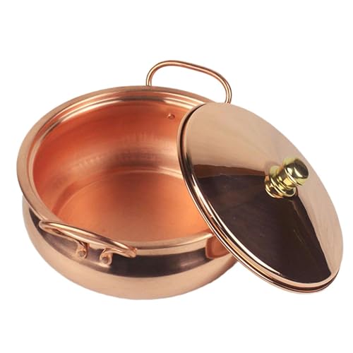 Olla de cobre para sopa, utensilios de cocina de inducción hechos a mano, 20 cm, apto para estufas y cocina doméstica