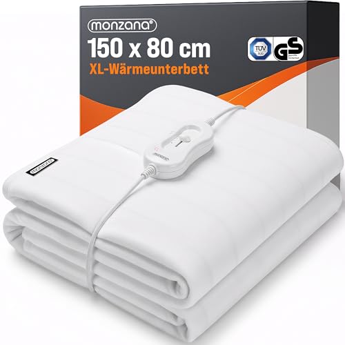 Monzana® Wärmeunterbett 150x80cm 3 Stufen 60W weiß Wärmedecke...