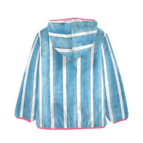 GuoChe Teal Blue Stripes on White Boys Winter Coats Sherpa Lined2