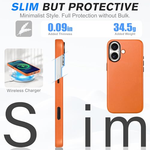 Image of SHIELDON Genuine Leather Case for iPhone 17 6.3 inch 2025, Orange