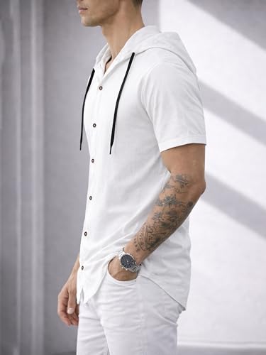 Image of Noble Monk Men's Half Sleeve Hooded Neck T-Shirt | Regular Fit Casual Summer Wear Hoodie Tee for Men