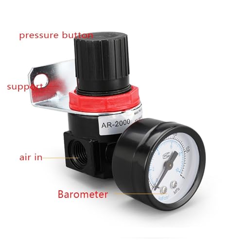 Régulateur de pression d'air AR2000 G1/4 avec raccords 6mm et jauge - 3