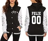 babyhealthy Women Kpop StrayKids Varsity Jacket Hoodie Bangchan Felix Hyunjin Jeongin Pullover Sweatshirt