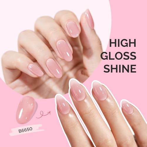 Image of MelodySusie Jeweliver Jelly Gel Nail Polish, 0.5Fl.oz Grace Nude Pink Gel Polish Soak Off UV LED Light Cure Gift for Women Manicure Nail Art DIY at Home B6650