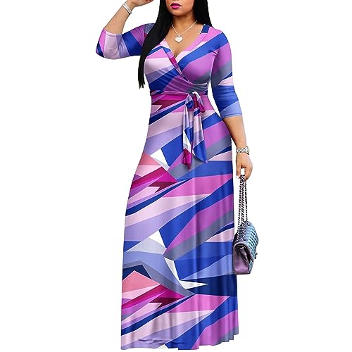 Image of FANDEE Plus Size Maxi Dress for Women Casual Summer Sundress V-Neck 3 /4 Sleeve