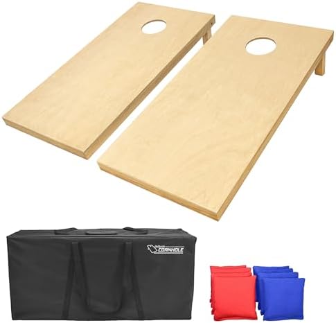 GoSports Solid Wood Premium Cornhole Set - Choose Between 4 Feet x 2 Feet or 3 Feet x 2 Feet Game Boards, Includes Set of 8 Corn Hole Toss Bags