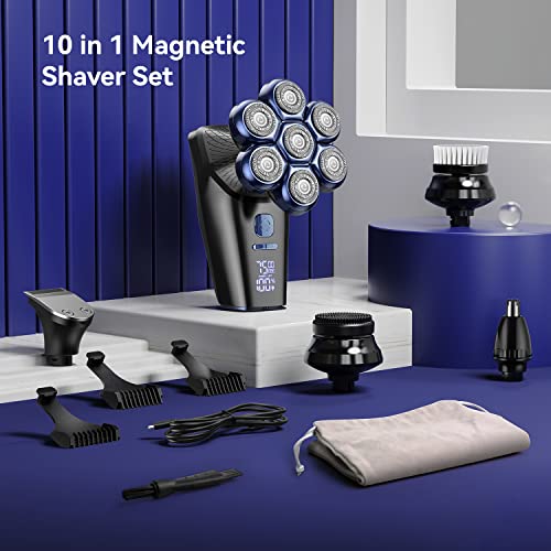 Head Shavers For Bald Men, 7D Magnetic Floating Head Shaver With 3 Modes, Ipx7 Waterproof Electric Razor Grooming Kit, Usb Rechargeable #TOP5