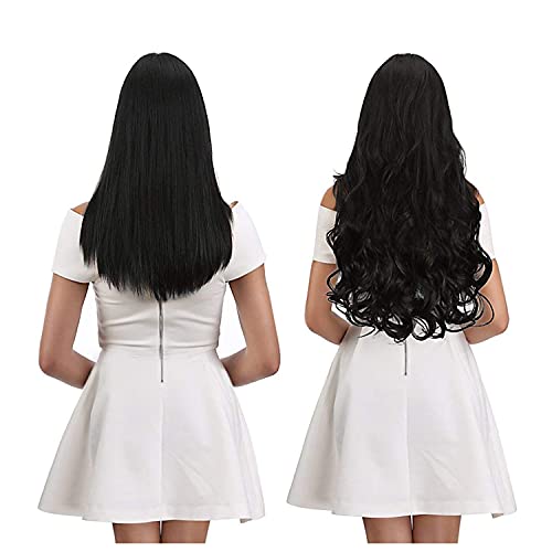 Image of Women Hair Extension Curly Wave Black 18 To 20 Inches Hairpiece With 5 BB Clip /Hair Extension for Women Party /Halloween /Christmas