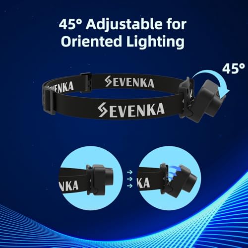 Image of SEVENKA 2 UV Headlamp Flashlight Black Light, Rechargeable LED Hand Free Mini UV Blacklight 395nm Head Lights with White & Ultraviolet Light, Detector for Pet Dog /Cat Urine Stains,Bed Bug,Scorpions