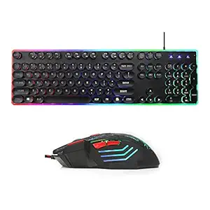 Docooler Wired Keyboard Set Wired Keyboard Mouse 104 Keys Ergonomic Gaming Keyboard Mouse Set for Gaming Typing Pc Keyboard Set Zerodate